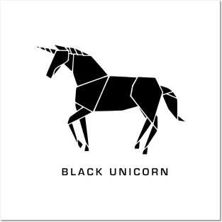 Black Origami Unicorn Posters and Art